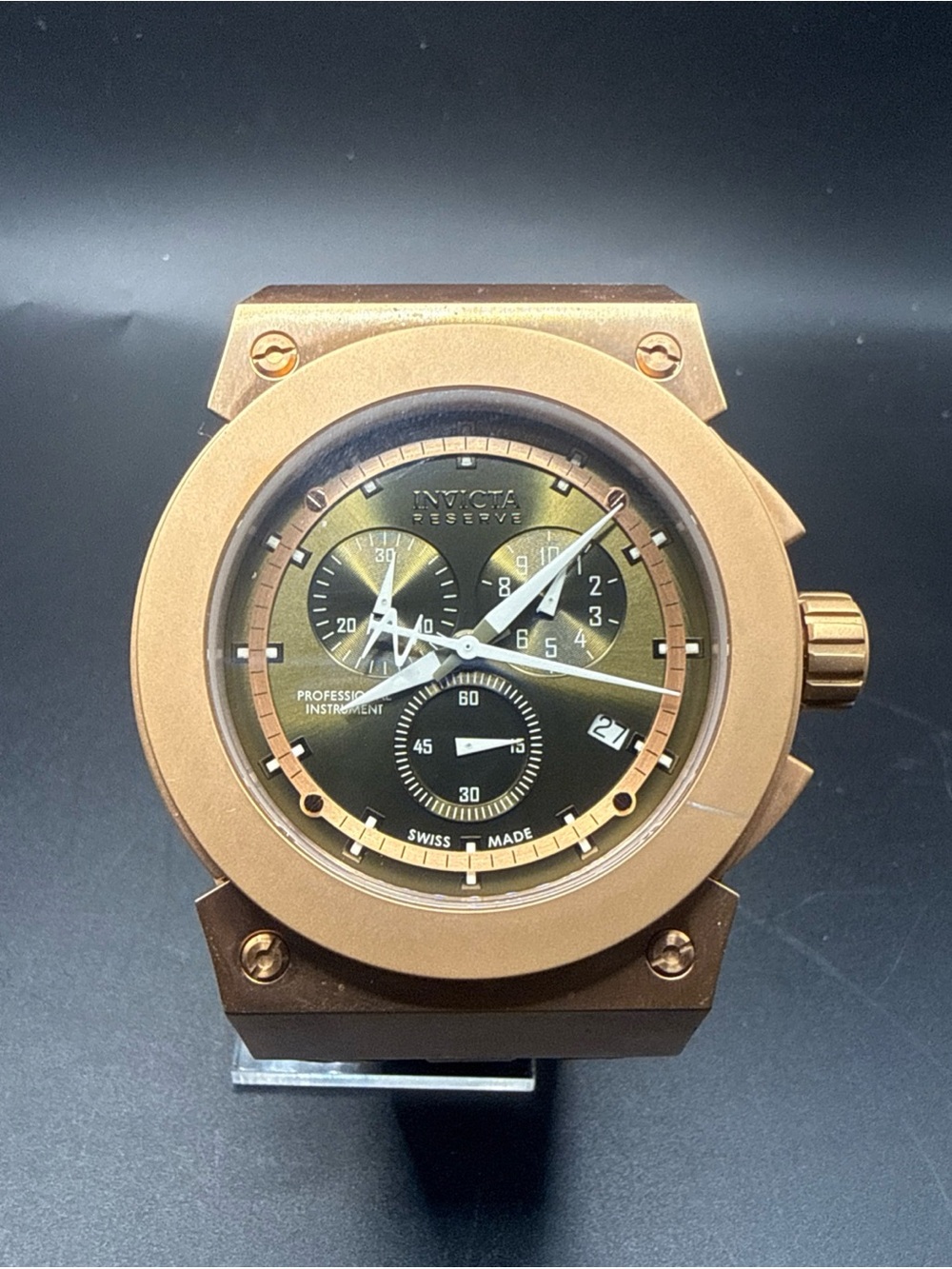 Invicta Akula Reserve Chrono Watch Men 54mm Green Dial Gold Date 12012 New batt